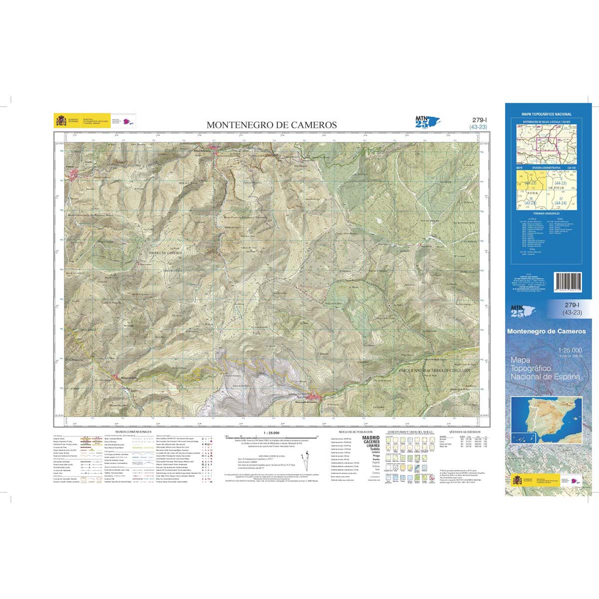 Online bestellen: Topografische kaart 279-I Montenegro de Cameros | CNIG - Instituto Geográfico Nacional1