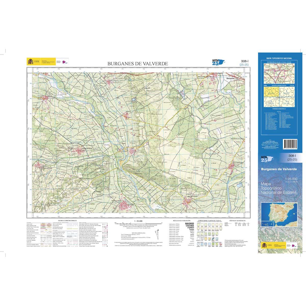 Online bestellen: Topografische kaart 308-I Burganes de Valverde | CNIG - Instituto Geográfico Nacional1