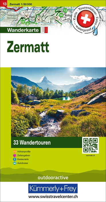 Online bestellen: Wandelkaart 13 Zermatt | Hallwag