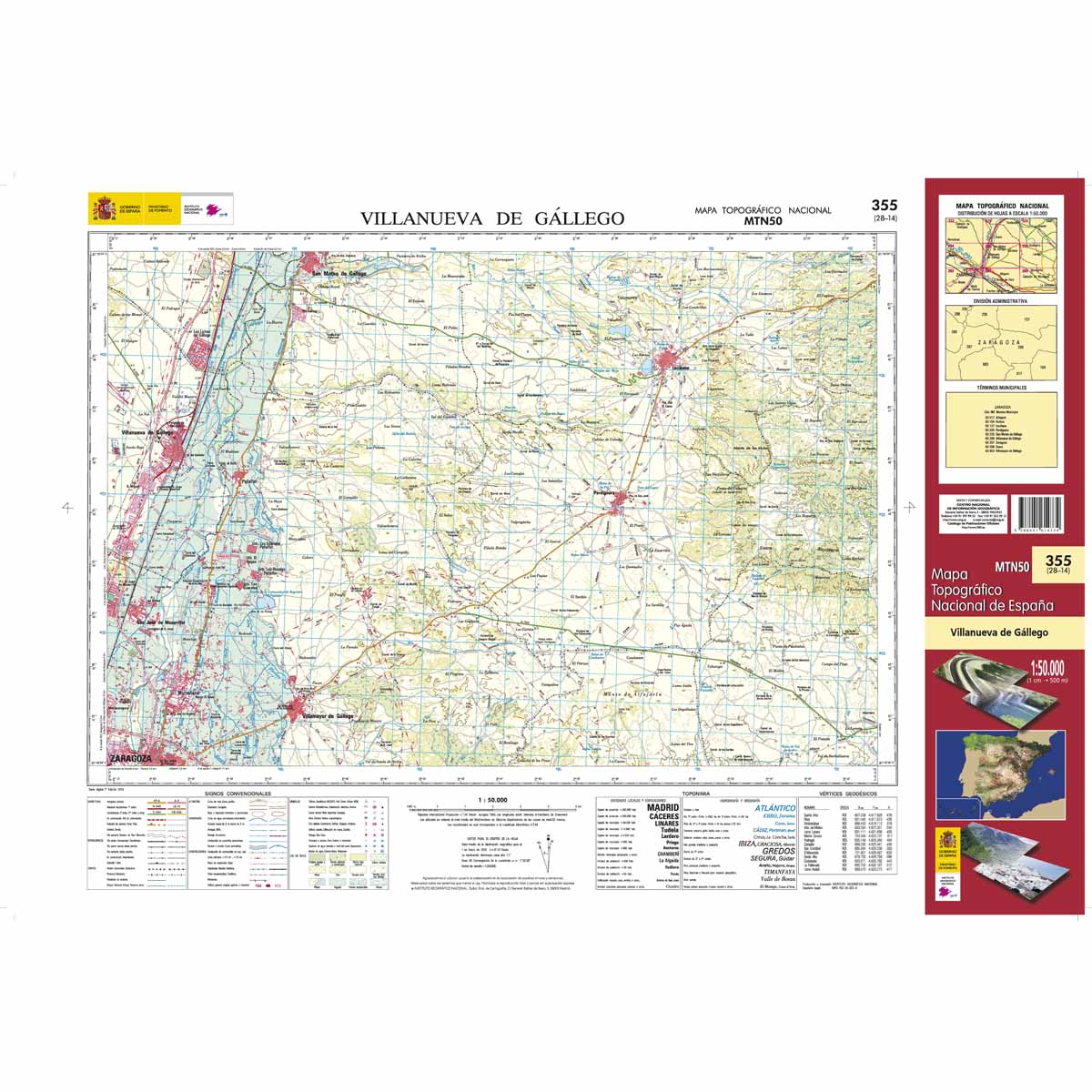 Online bestellen: Topografische kaart 355 MT50 Villanueva de Gállego | CNIG - Instituto Geográfico Nacional1