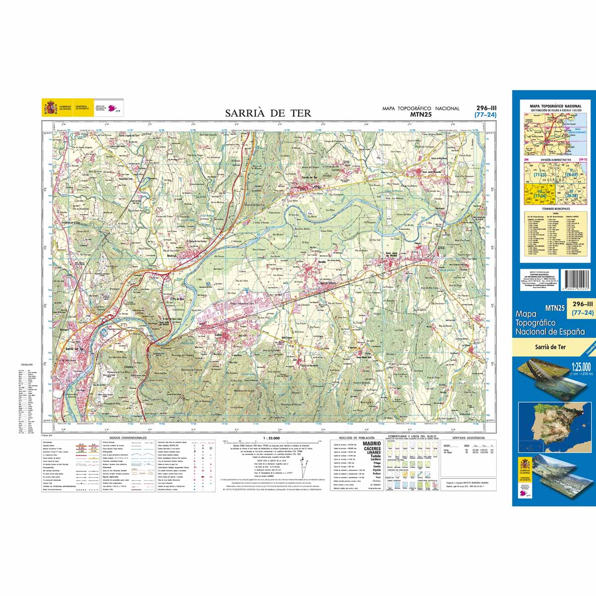 Online bestellen: Topografische kaart 296-III Sarrià de Ter | CNIG - Instituto Geográfico Nacional1