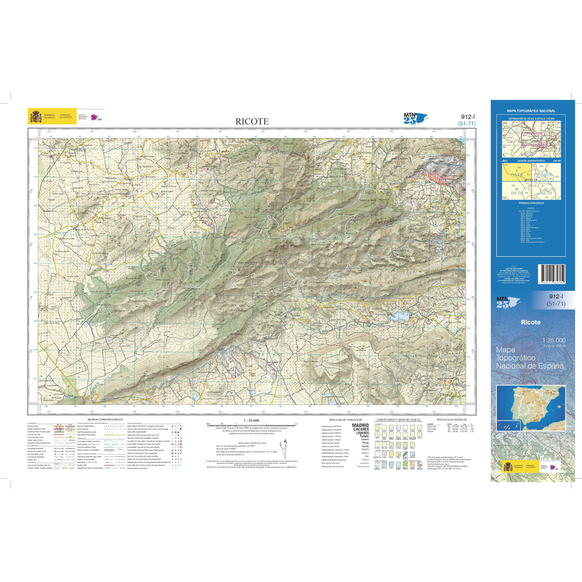 Online bestellen: Topografische kaart 912-I Ricote | CNIG - Instituto Geográfico Nacional1