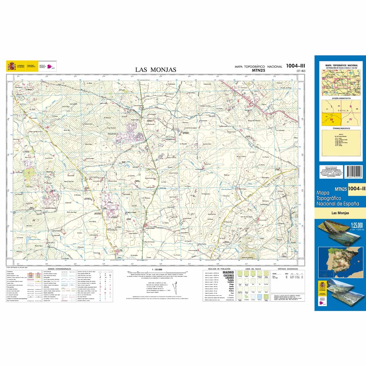 Online bestellen: Topografische kaart 1004-III Las Monjas | CNIG - Instituto Geográfico Nacional1