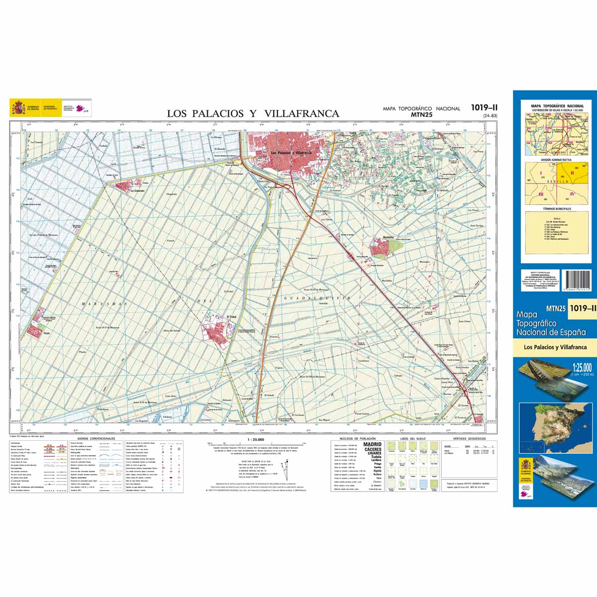 Online bestellen: Topografische kaart 1019-II Los Palacios y Villafranca | CNIG - Instituto Geográfico Nacional1