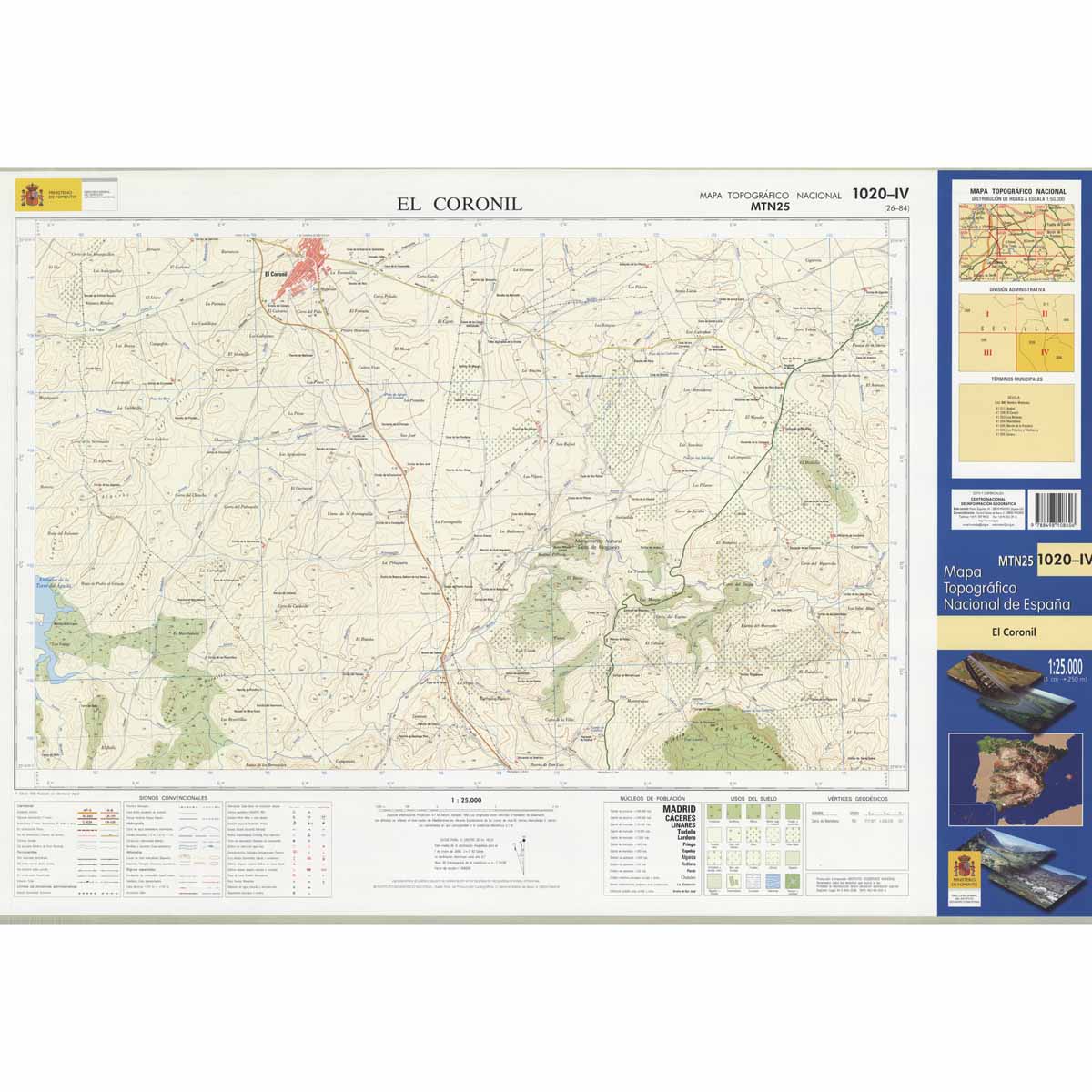 Online bestellen: Topografische kaart 1020-IV El Coronil | CNIG - Instituto Geográfico Nacional1