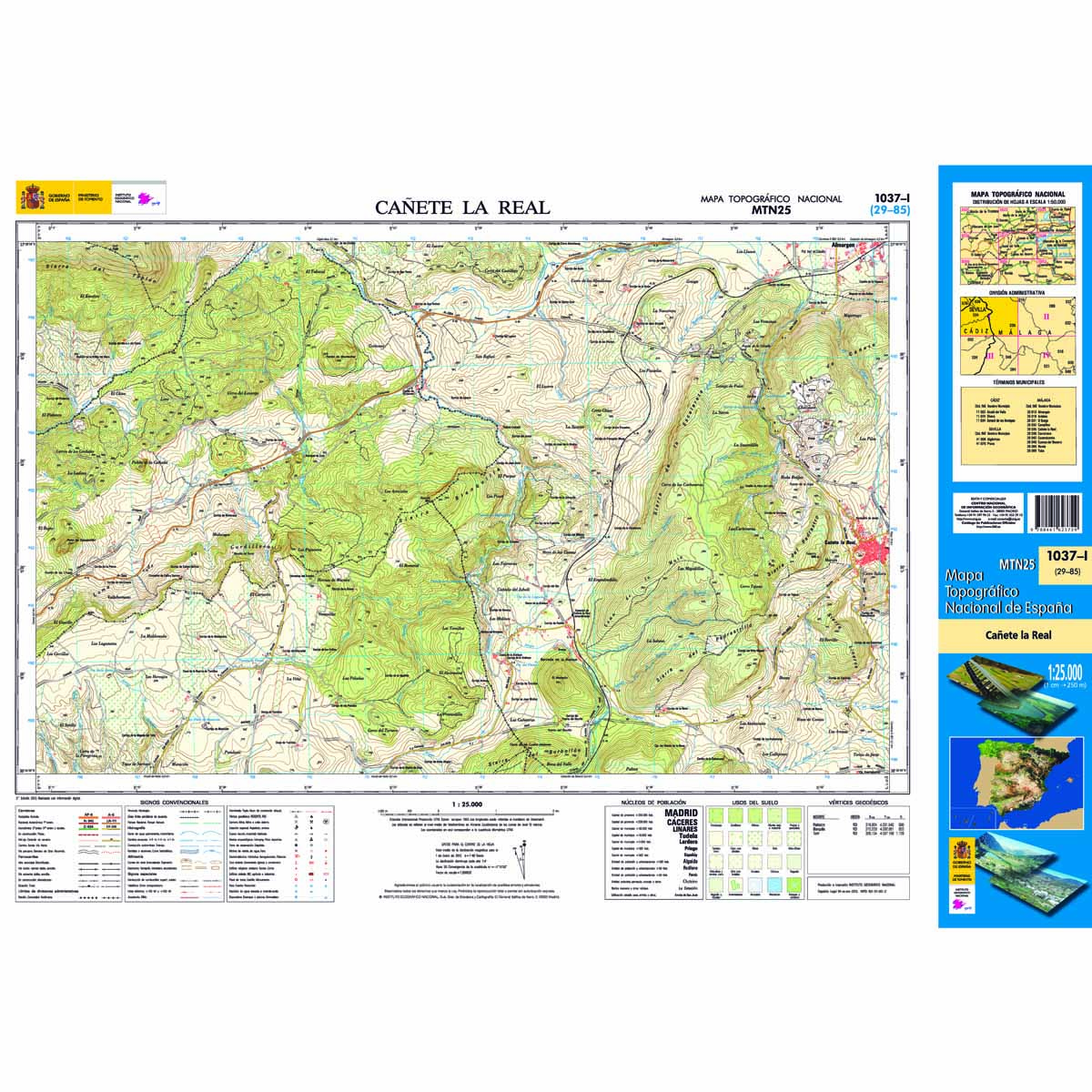 Online bestellen: Topografische kaart 1037-I Cañete la Real | CNIG - Instituto Geográfico Nacional1