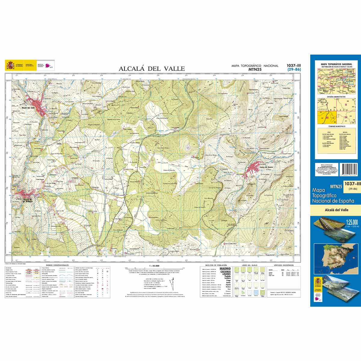 Online bestellen: Topografische kaart 1037-III Alcalá del Valle | CNIG - Instituto Geográfico Nacional1