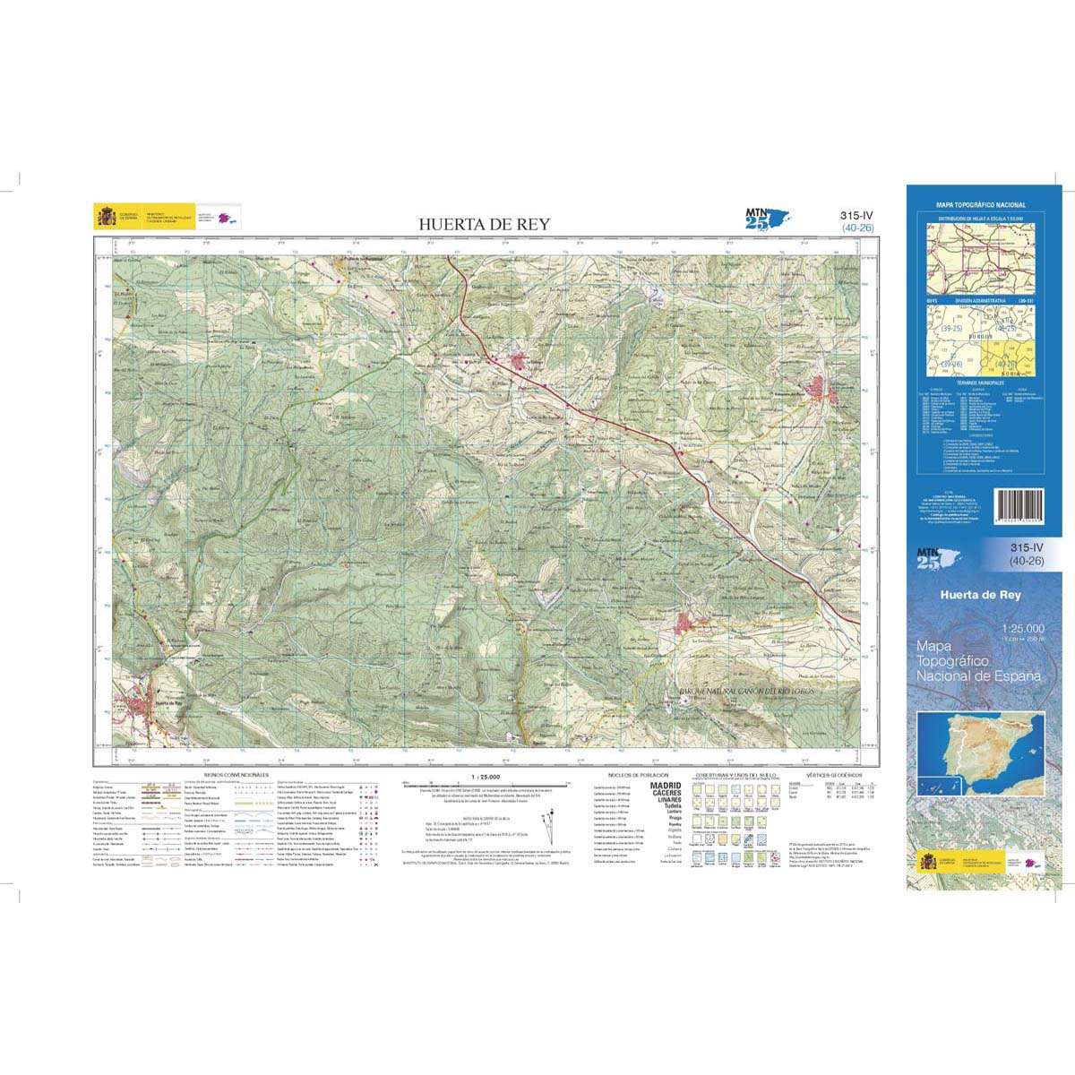 Online bestellen: Topografische kaart 315-IV Huerta del Rey | CNIG - Instituto Geográfico Nacional1