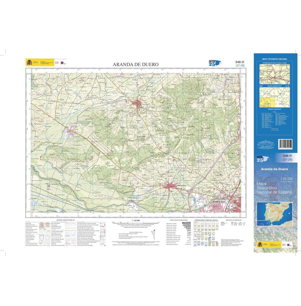 Online bestellen: Topografische kaart 346-III Aranda de Duero | CNIG - Instituto Geográfico Nacional1