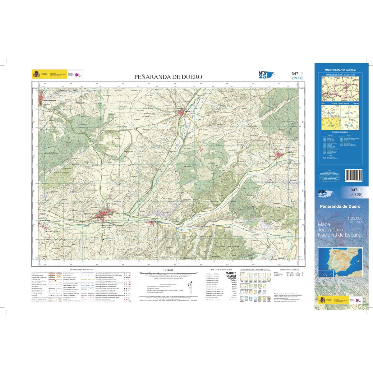 Online bestellen: Topografische kaart 347-III Peñaranda del Duero | CNIG - Instituto Geográfico Nacional1