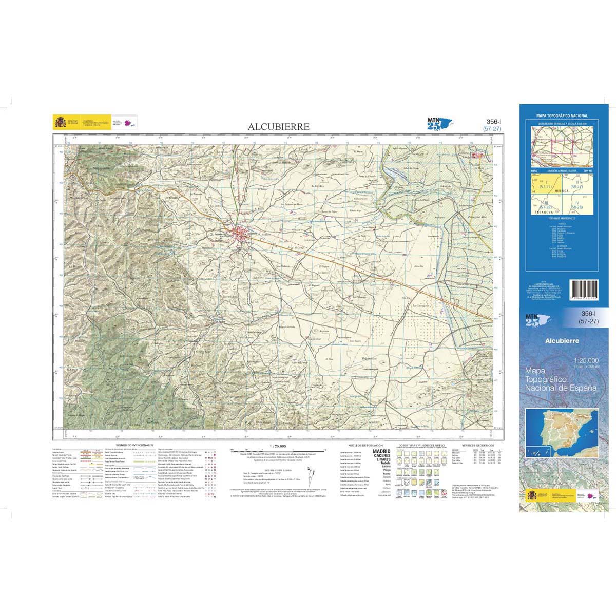 Online bestellen: Topografische kaart 356-I Alcubierre | CNIG - Instituto Geográfico Nacional1