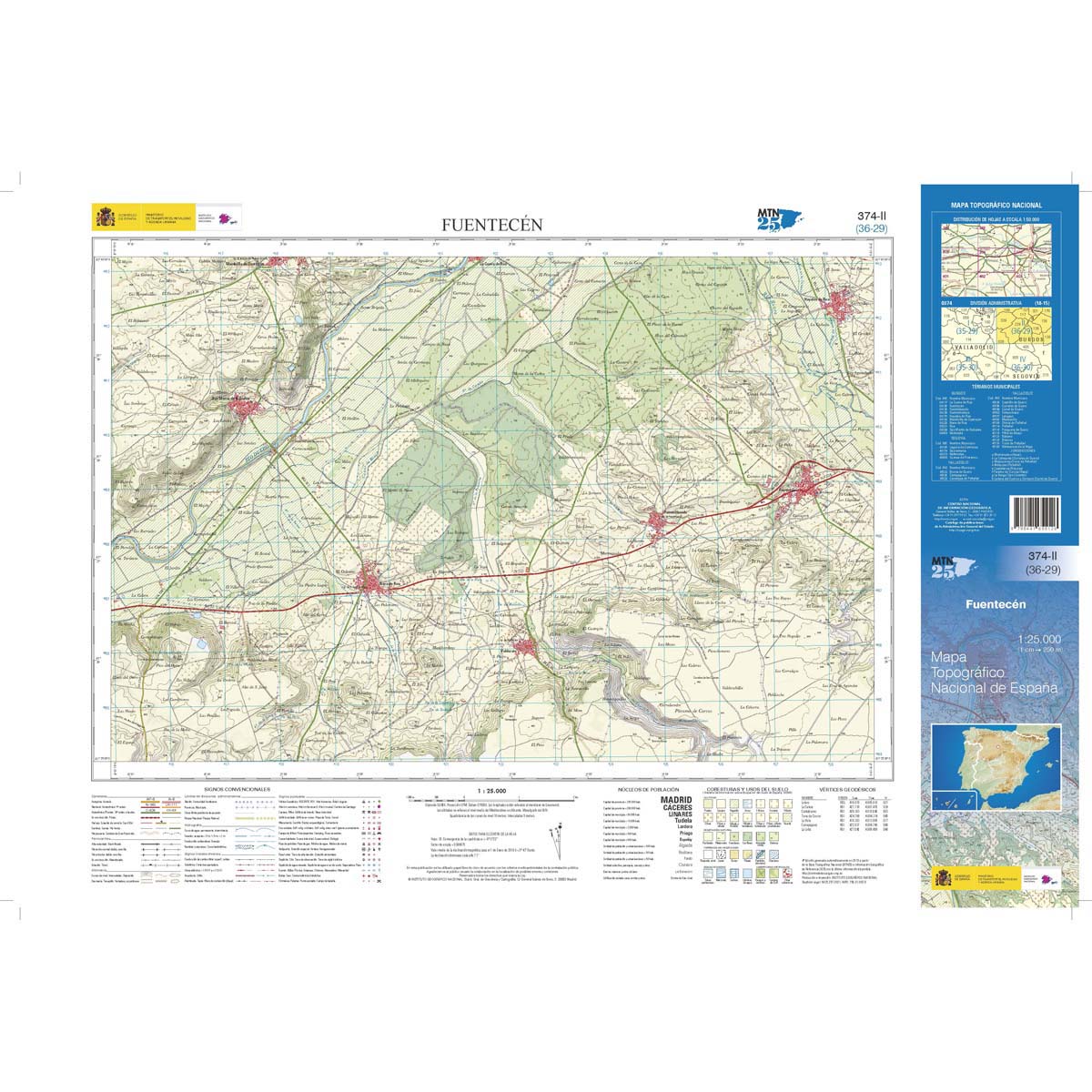 Online bestellen: Topografische kaart 374-II Fuentecén | CNIG - Instituto Geográfico Nacional1