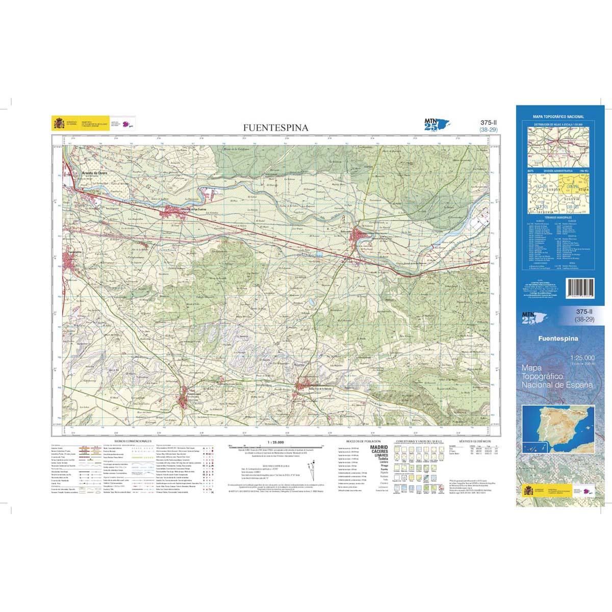 Online bestellen: Topografische kaart 375-II Fuentespina | CNIG - Instituto Geográfico Nacional1