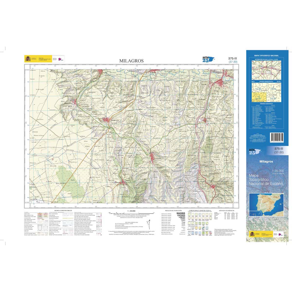 Online bestellen: Topografische kaart 375-III Milagros | CNIG - Instituto Geográfico Nacional1