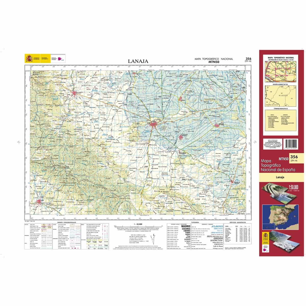 Online bestellen: Topografische kaart 356 MT50 Lanaja | CNIG - Instituto Geográfico Nacional1