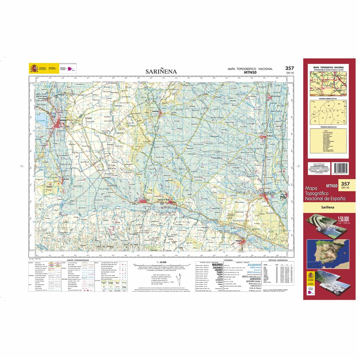 Online bestellen: Topografische kaart 357 MT50 Sariñena | CNIG - Instituto Geográfico Nacional1