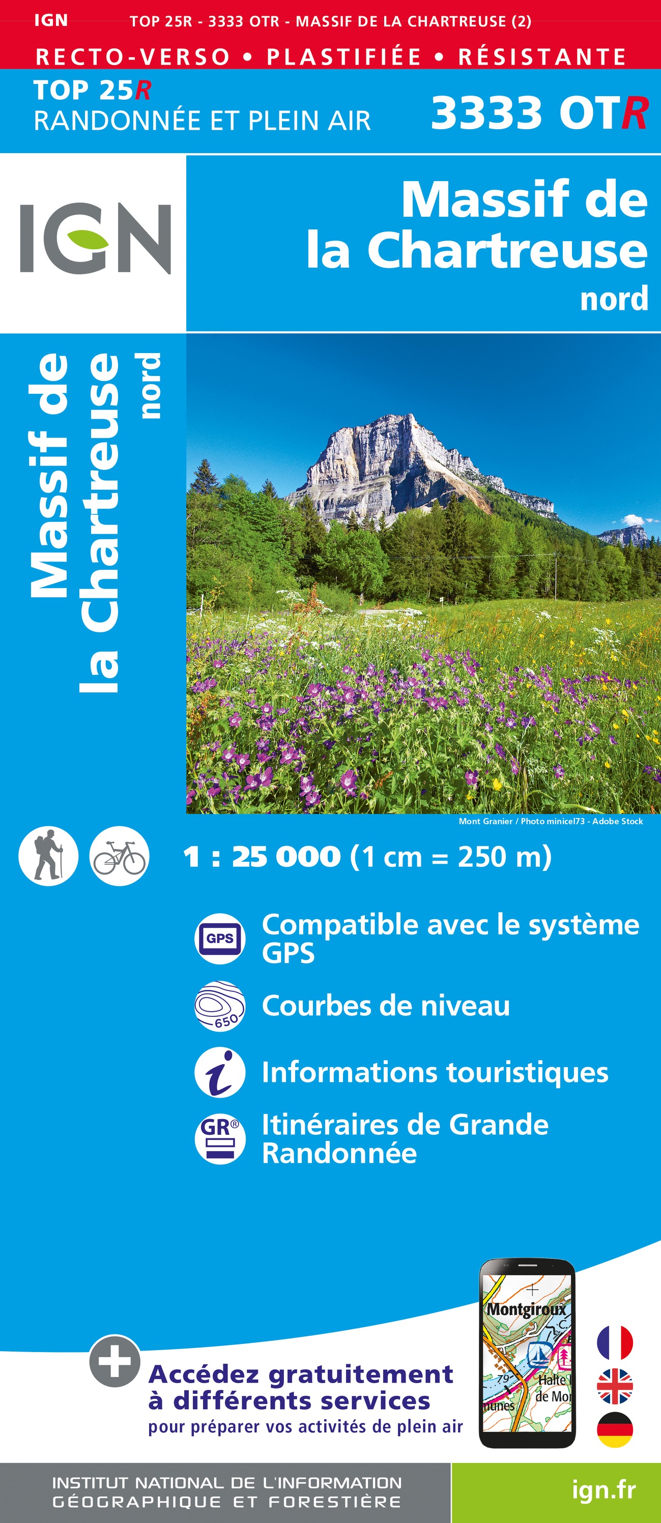 Online bestellen: Wandelkaart 3333OTR Massif de la Chartreuse Nord | IGN - Institut Géographique National