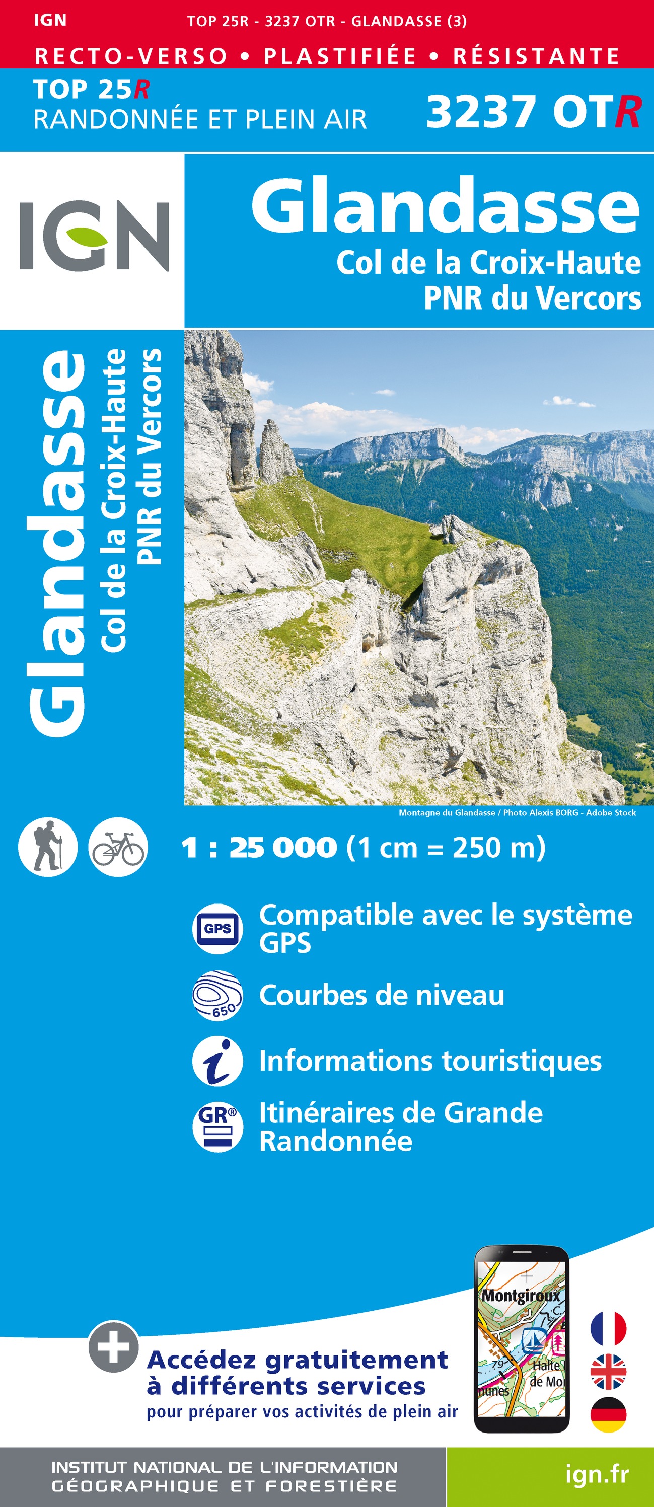 Online bestellen: Wandelkaart - Topografische kaart 3237OTR Glandasse / Col de la Croix-Haute / PNR du Vercors | IGN - Institut Géographique National