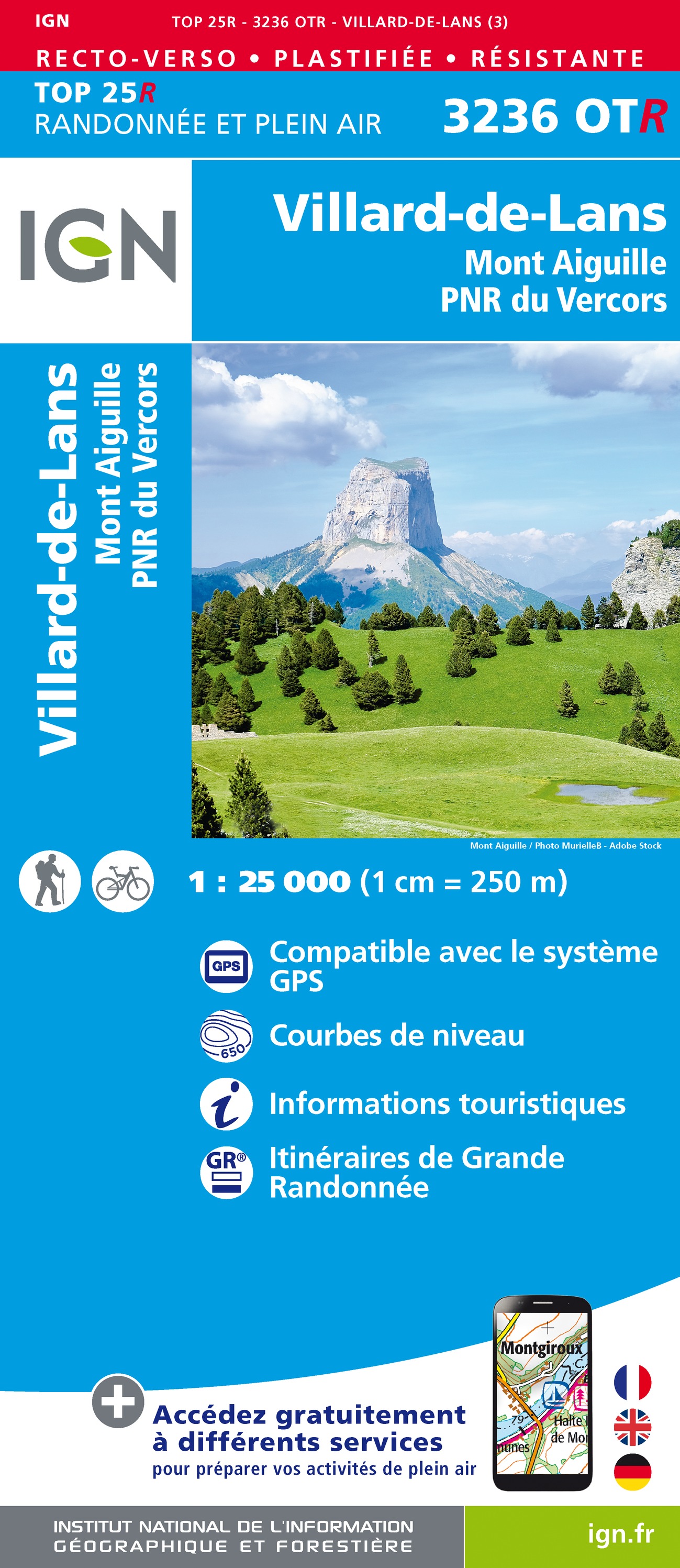 Online bestellen: Wandelkaart - Topografische kaart 3236OTR Villard-de-Lans / Mont Aiguille / PNR du Vercors | IGN - Institut Géographique National1