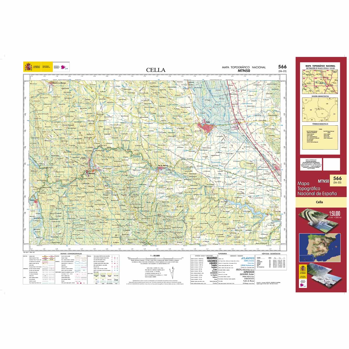 Online bestellen: Topografische kaart 566 MT50 Cella | CNIG - Instituto Geográfico Nacional1