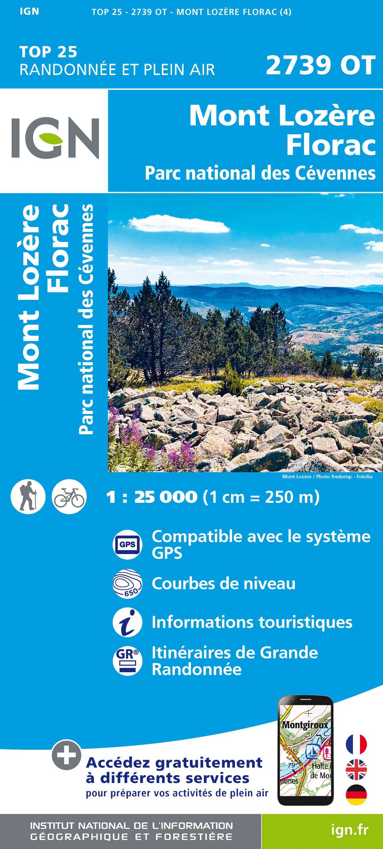 Online bestellen: Wandelkaart - Topografische kaart 2739OT Mont Lozère - Florac | IGN - Institut Géographique National