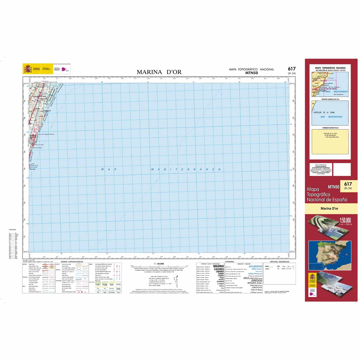 Online bestellen: Topografische kaart 617 MT50 Marina D´or | CNIG - Instituto Geográfico Nacional1