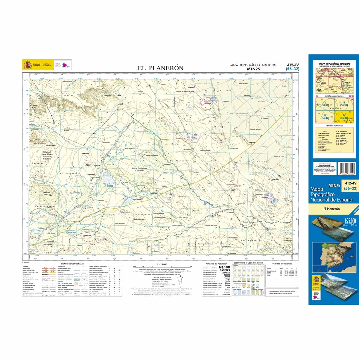 Online bestellen: Topografische kaart 412-IV El Planerón | CNIG - Instituto Geográfico Nacional1