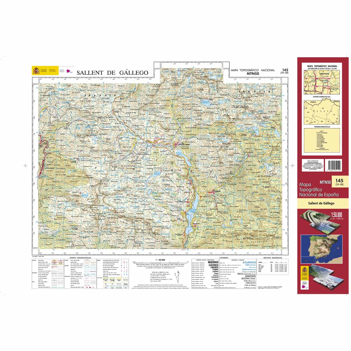 Online bestellen: Topografische kaart 145 MT50 Sallent de Gállego | CNIG - Instituto Geográfico Nacional1