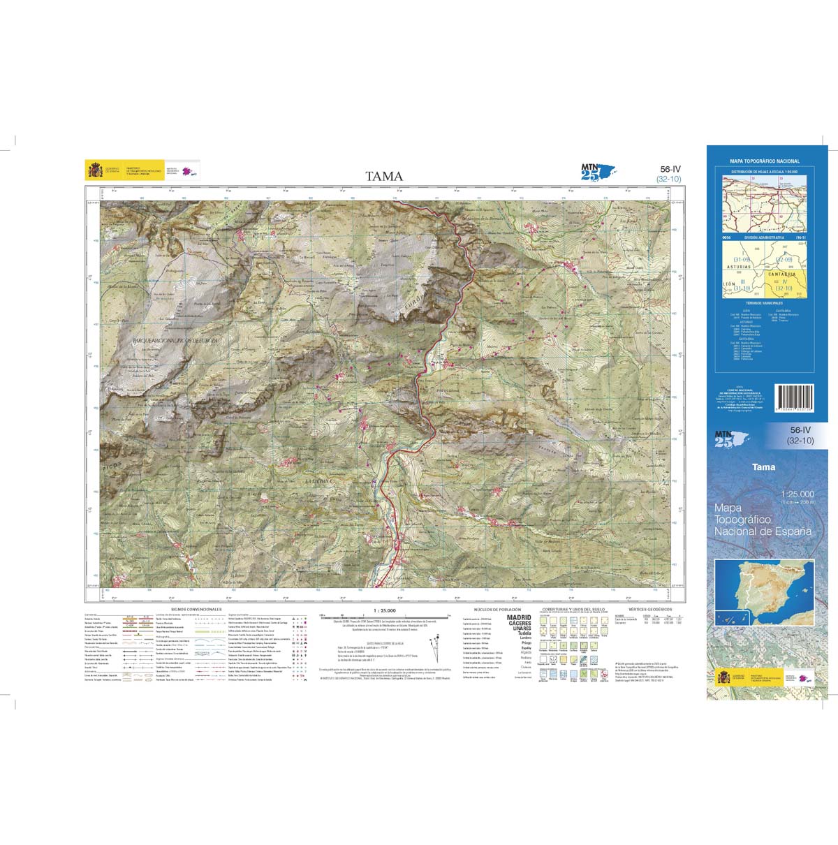 Online bestellen: Topografische kaart 56-IV Tama | CNIG - Instituto Geográfico Nacional1