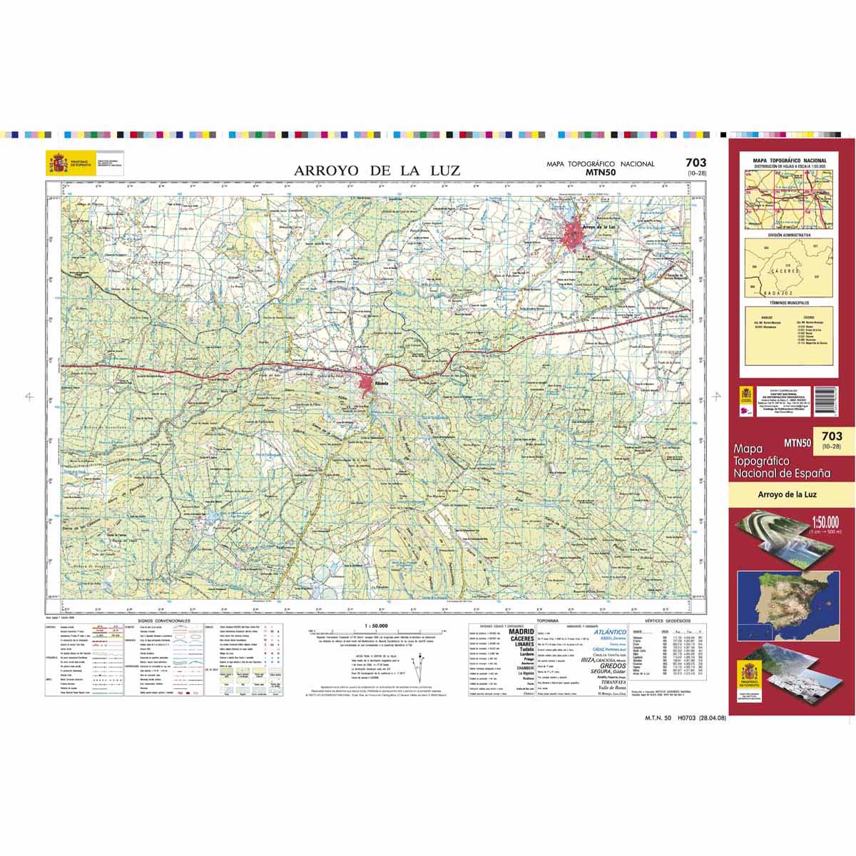 Online bestellen: Topografische kaart 703 MT50 Arroyo de la Luz | CNIG - Instituto Geográfico Nacional1