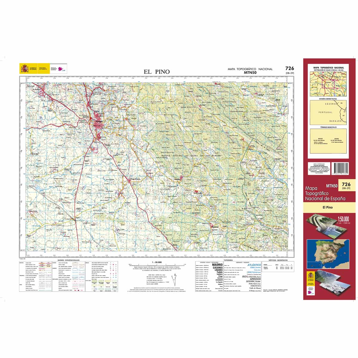 Online bestellen: Topografische kaart 726 MT50 El Pino | CNIG - Instituto Geográfico Nacional1