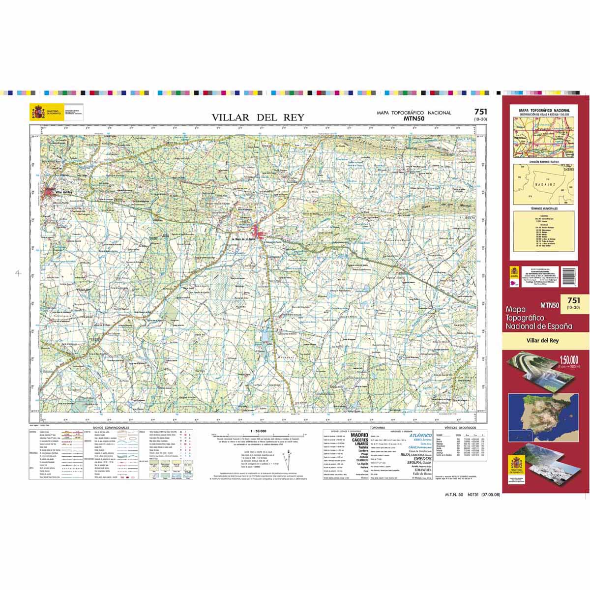 Online bestellen: Topografische kaart 751 MT50 Villar del Rey | CNIG - Instituto Geográfico Nacional1