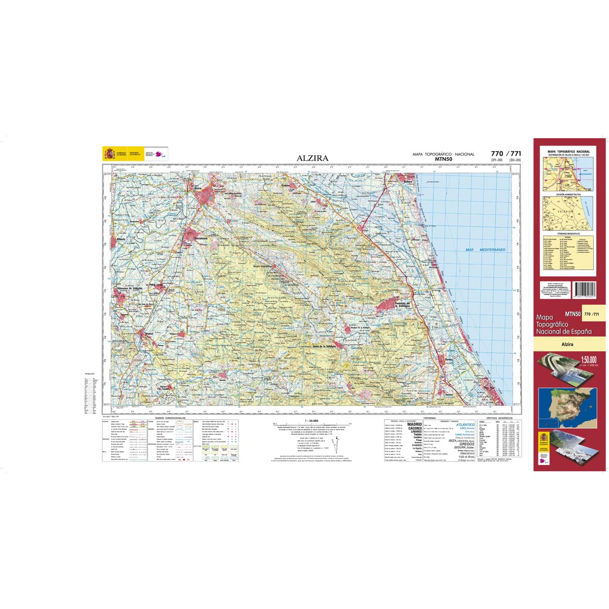 Online bestellen: Topografische kaart 770/771 MT50 Alzira | CNIG - Instituto Geográfico Nacional1