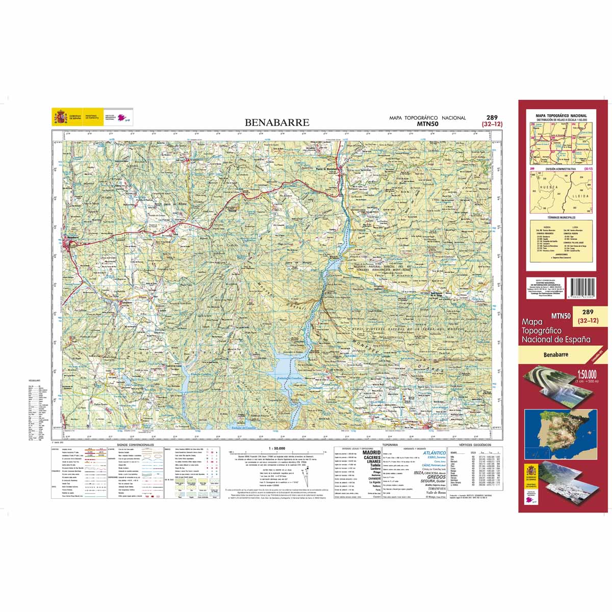 Online bestellen: Topografische kaart 289 MT50 Benabarre | CNIG - Instituto Geográfico Nacional1