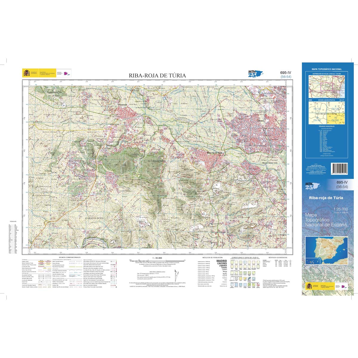 Online bestellen: Topografische kaart 695-IV Riba-Roja de Túria | CNIG - Instituto Geográfico Nacional1