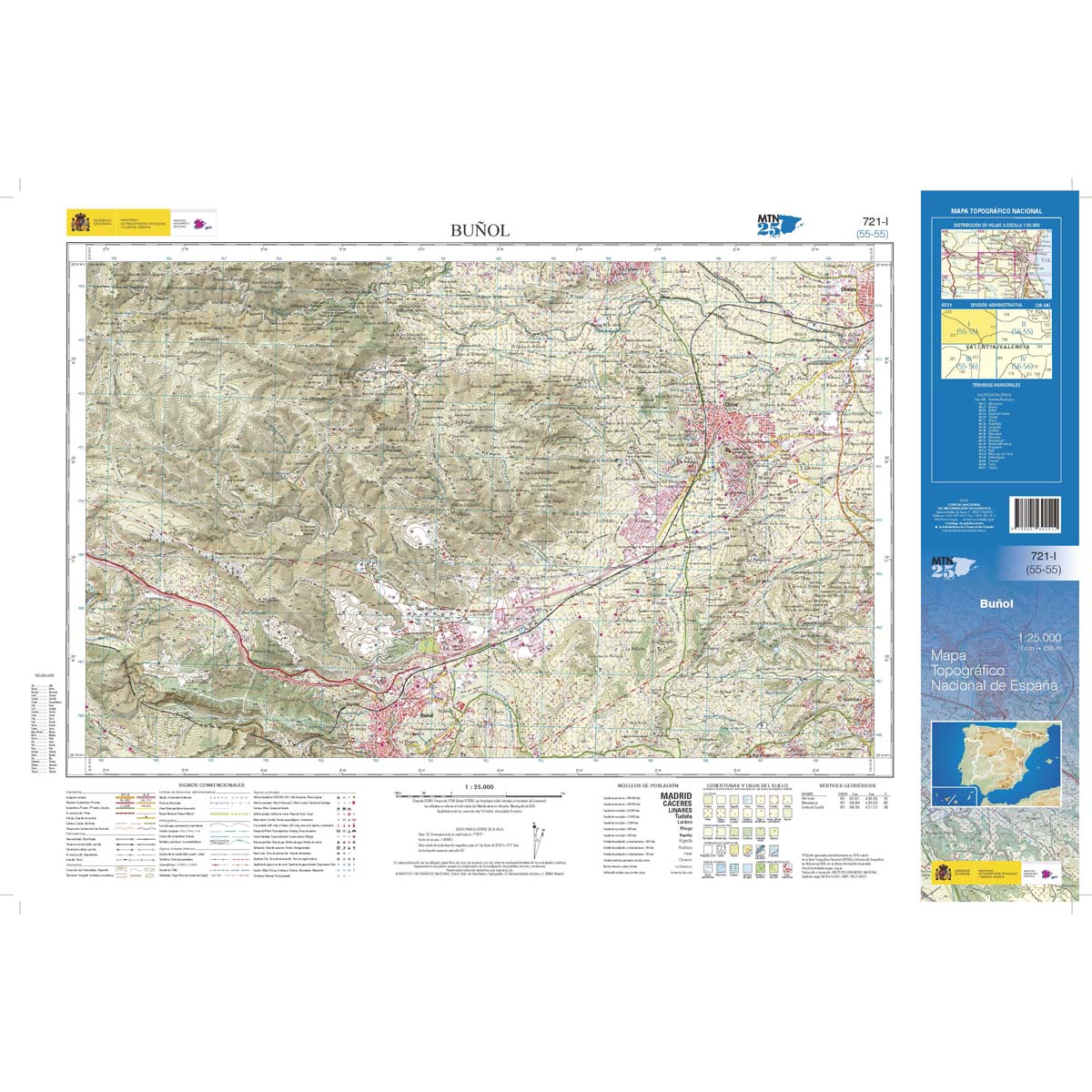 Online bestellen: Topografische kaart 721-I Buñol | CNIG - Instituto Geográfico Nacional1