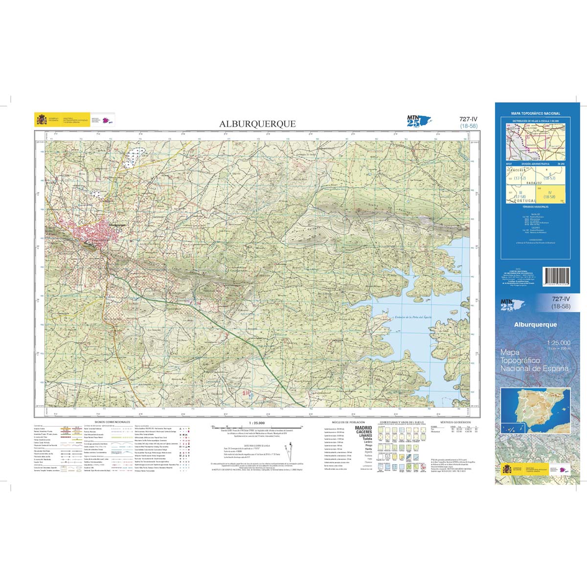 Online bestellen: Topografische kaart 727-IV Alburquerque | CNIG - Instituto Geográfico Nacional1