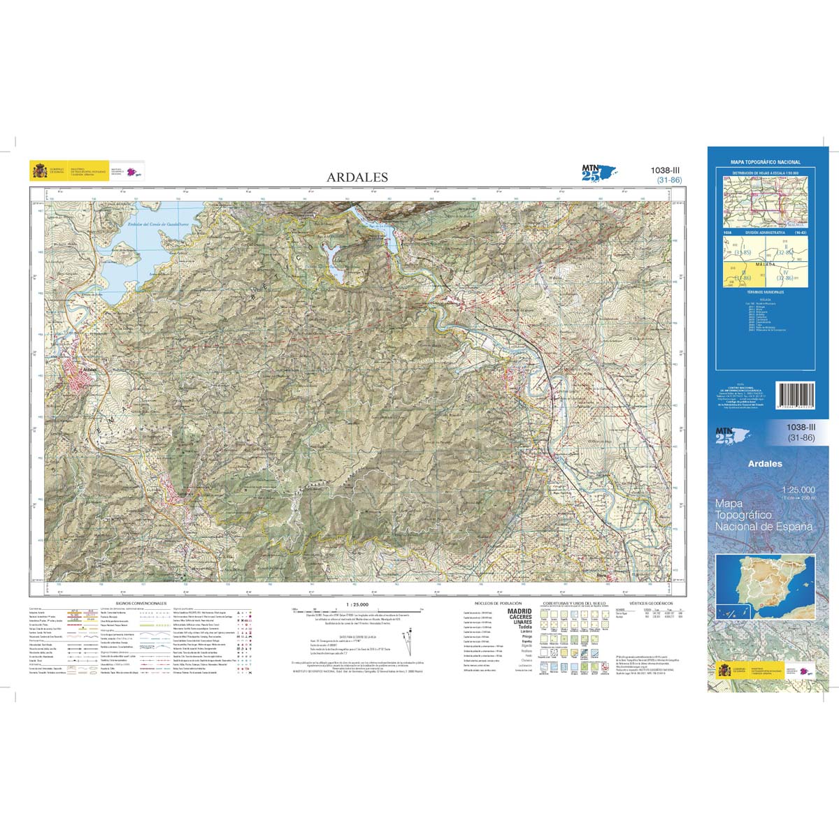 Online bestellen: Topografische kaart 1038-III Ardales | CNIG - Instituto Geográfico Nacional1