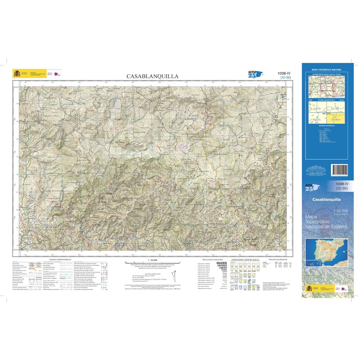 Online bestellen: Topografische kaart 1038-IV Casablanquilla | CNIG - Instituto Geográfico Nacional1