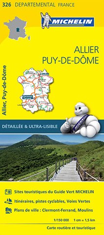 Online bestellen: Wegenkaart - landkaart 326 Allier - Puy de Dome (Auvergne) | Michelin