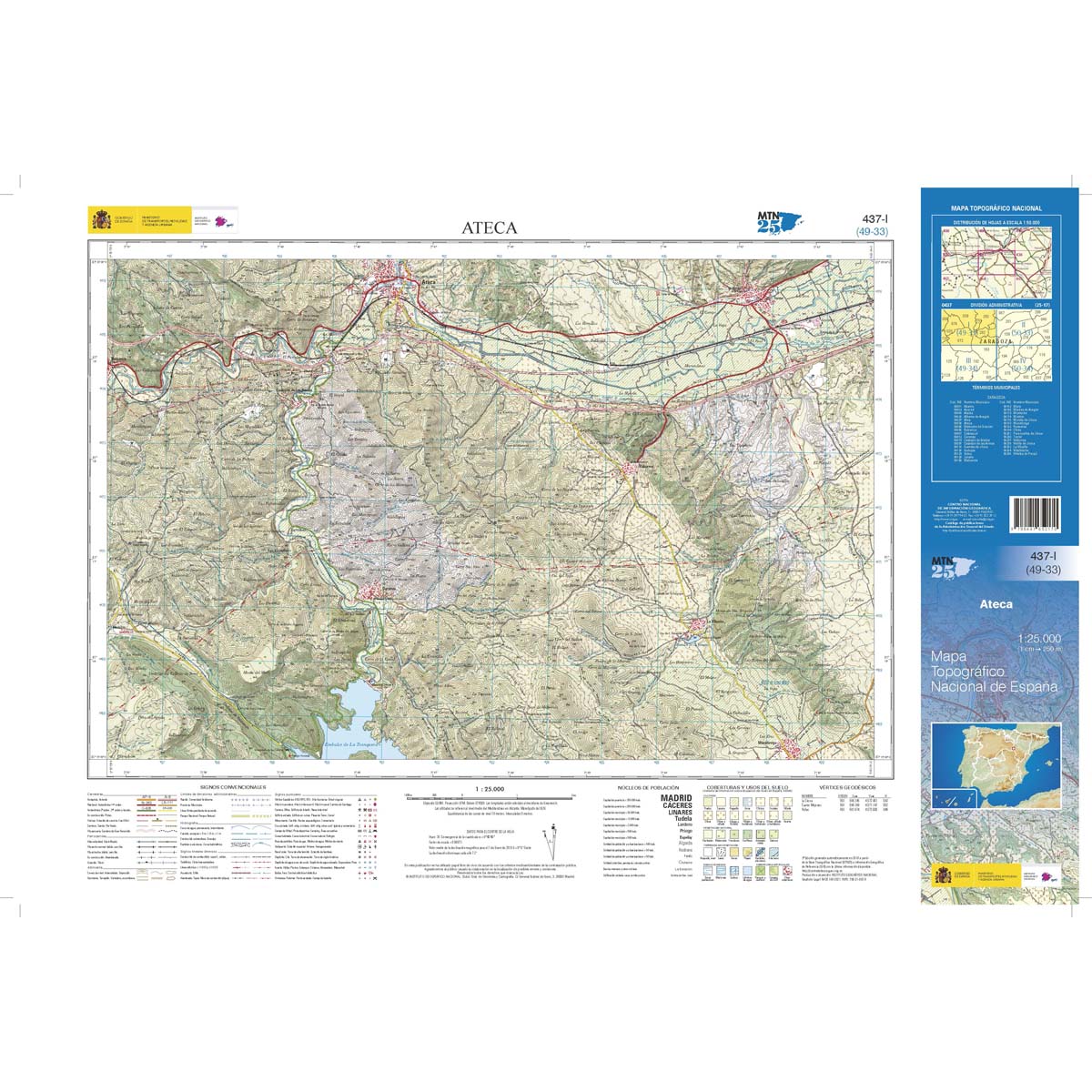 Online bestellen: Topografische kaart 437-I Ateca | CNIG - Instituto Geográfico Nacional1