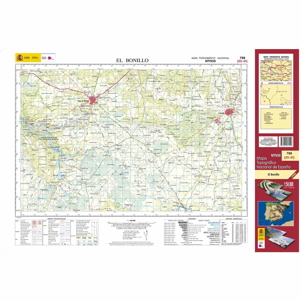 Online bestellen: Topografische kaart 788 MT50 El Bonillo | CNIG - Instituto Geográfico Nacional1