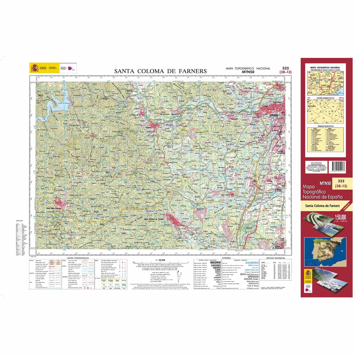 Online bestellen: Topografische kaart 333 MT50 Santa Coloma de Farners | CNIG - Instituto Geográfico Nacional1