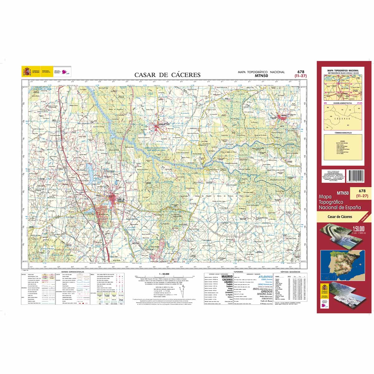 Online bestellen: Topografische kaart 678 MT50 Casar de Cáceres | CNIG - Instituto Geográfico Nacional1