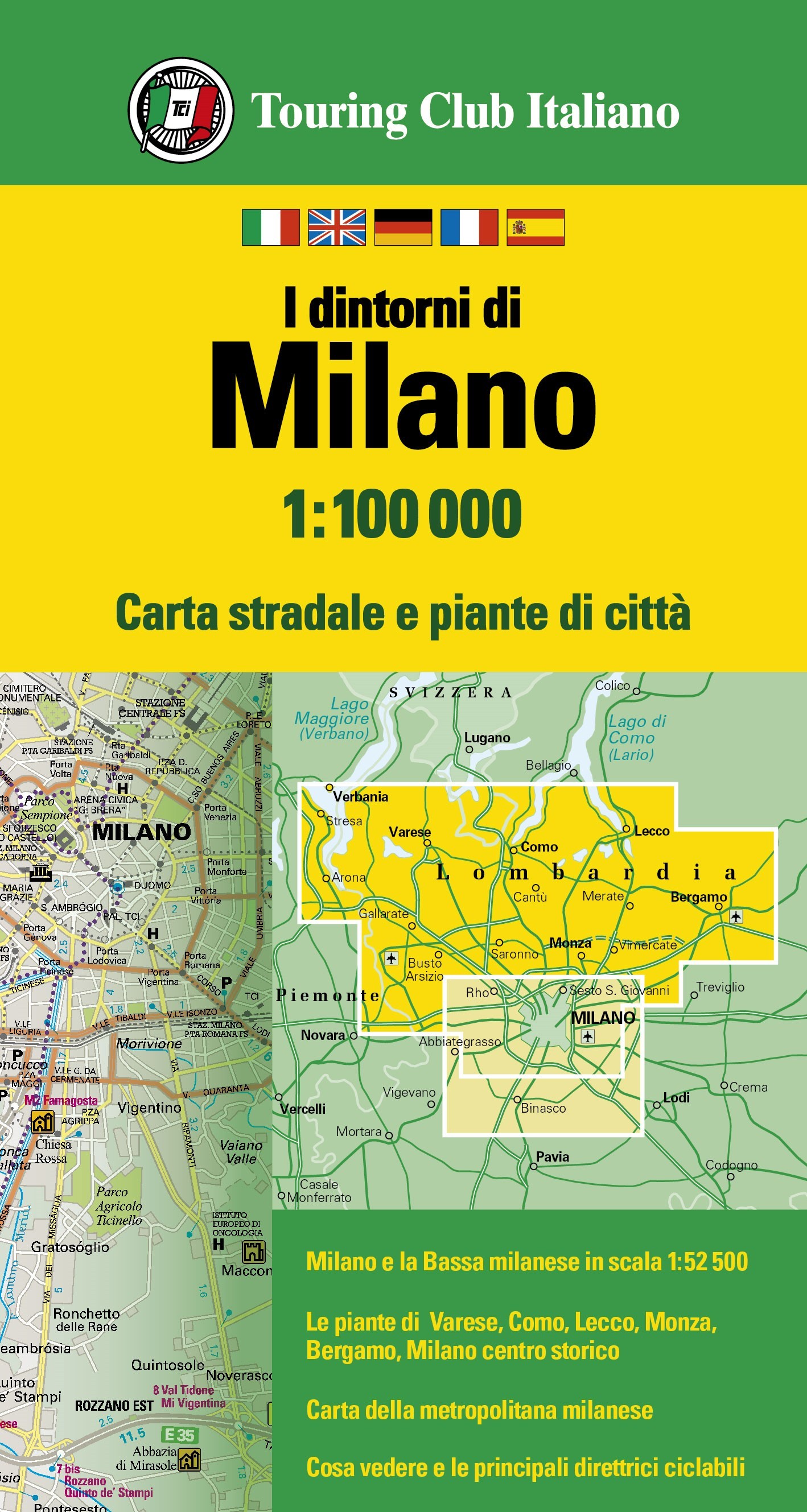 Online bestellen: Stadsplattegrond - Wegenkaart - landkaart Milaan & omgeving | Touring Club Italiano