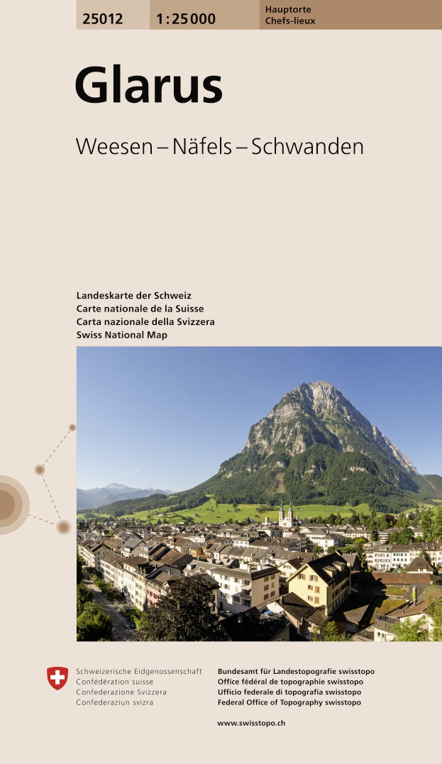 Online bestellen: Wandelkaart 25012 Glarus | Swisstopo