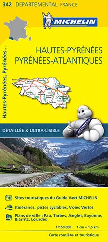 Online bestellen: Wegenkaart - landkaart 342 Hautes-Pyrenees, Pyrenees Atlantigues | Michelin