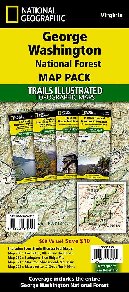 Online bestellen: 788,789,791,792 Topographic Map Guide George Washington Nat. Forest Map Pack | National Geographic