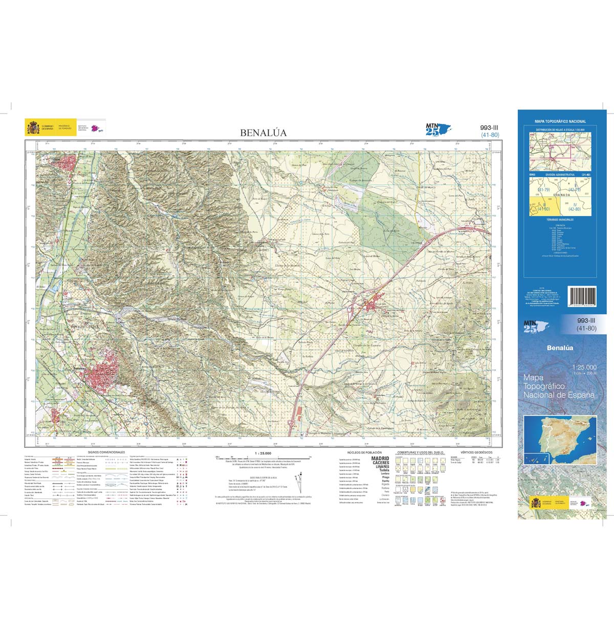 Online bestellen: Topografische kaart 993-III Benalúa | CNIG - Instituto Geográfico Nacional1