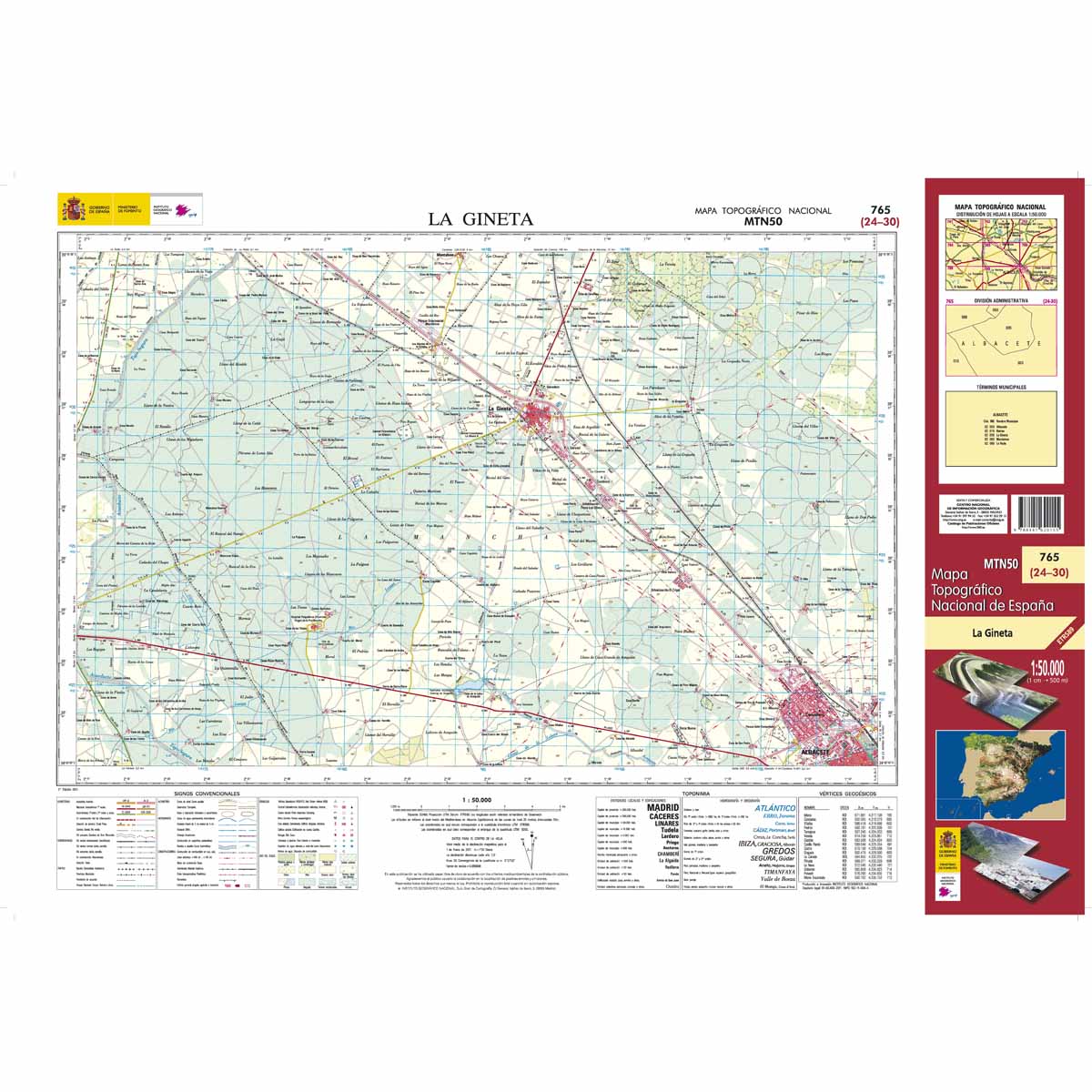 Online bestellen: Topografische kaart 765 MT50 La Gineta | CNIG - Instituto Geográfico Nacional1